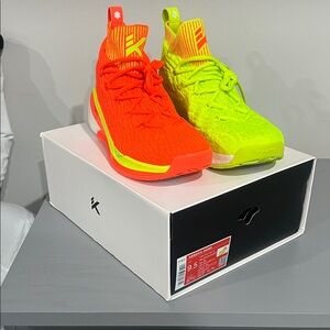 Anta KT 4 Christmas High-Top Basketball Shoes — Neon Orange & Neon Yellow